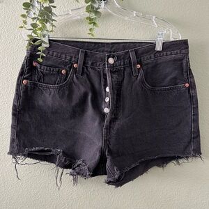 ✨Levi's 501 Shorts | W31 | Frayed Hem | Button Fly | Black Wash Vintage Denim
